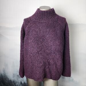 Ann Taylor Loft Wool Blend Purple Mock Neck Knit Sweater | Women's Small